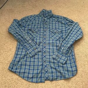 Vintage Arizona jeans‎ Blue and green plaid flannel